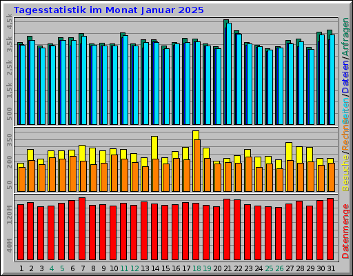 Tagesstatistik im Monat Januar 2025